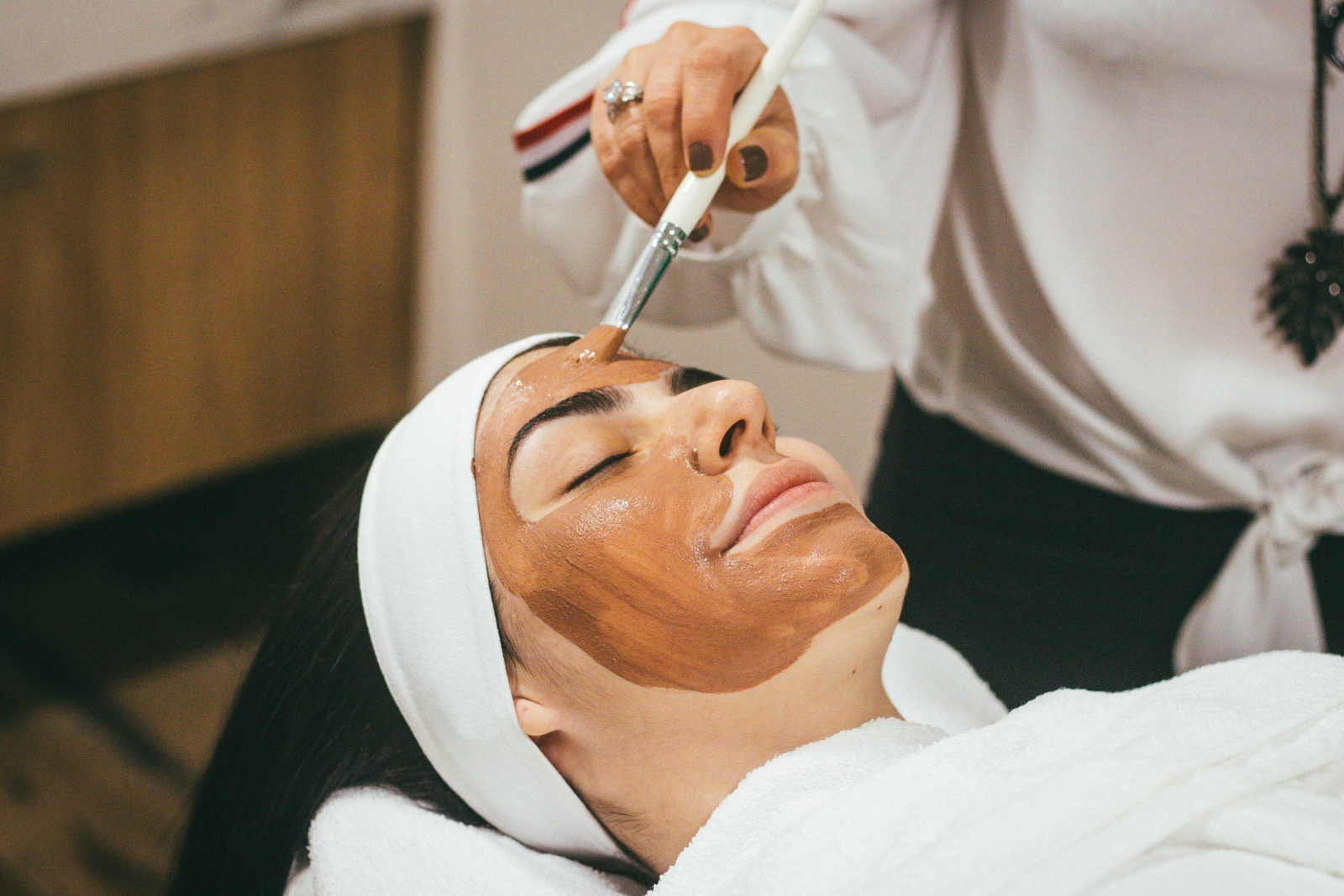 facial mask being applied during treatement